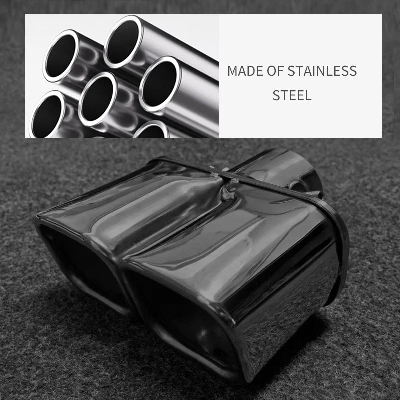 Stainless Steel Square Double Outlet Exhaust Tail Pipe Tip | 6.5cm