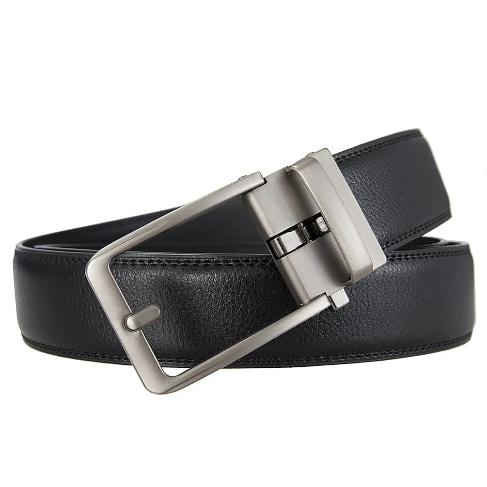 Men's Leather Belt Automatic Buckle Genuine Cowhide for Jeans, Dress, Golf