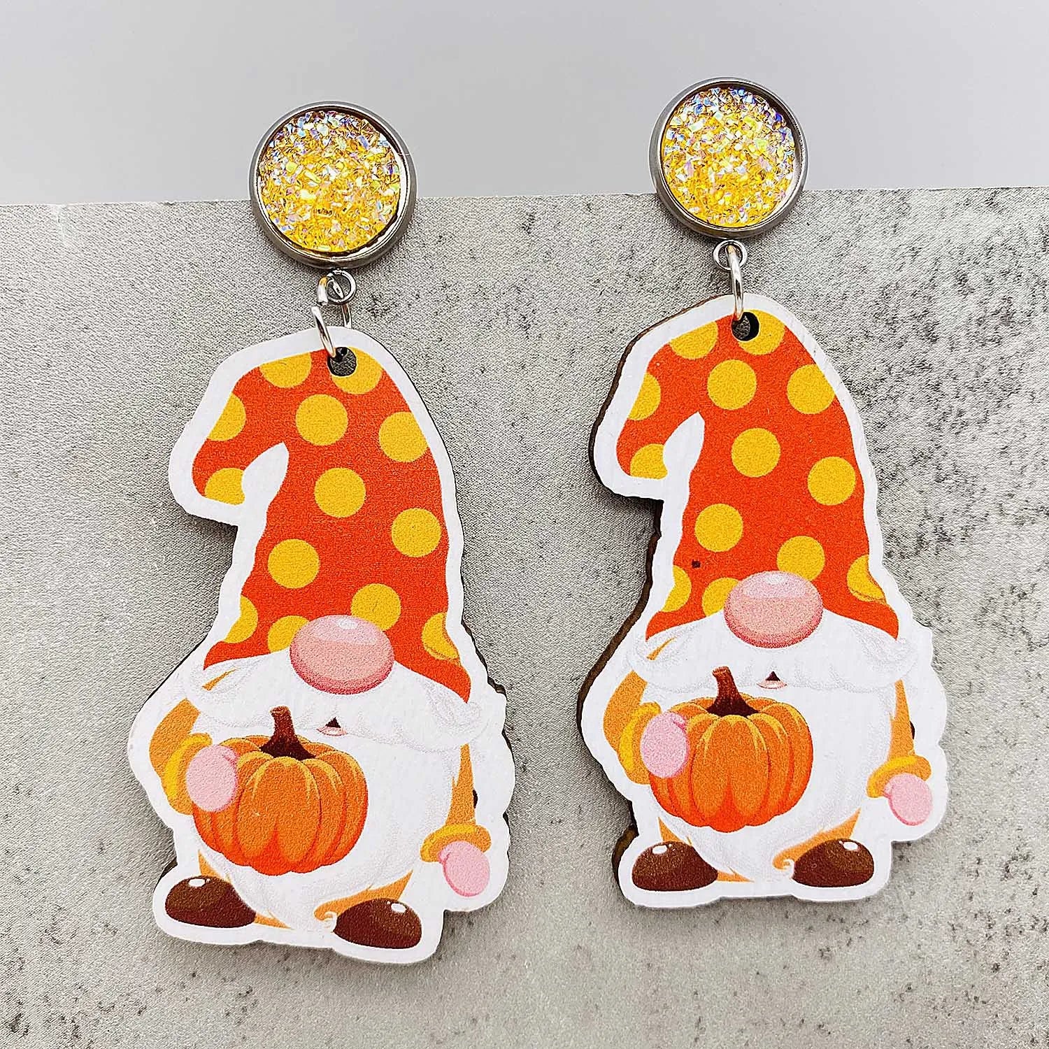 New Autumn Thanksgiving Earrings Maple Leaf Pumpkin Dwarf Wooden Earrings Jewelry Thanksgiving Festival Gift