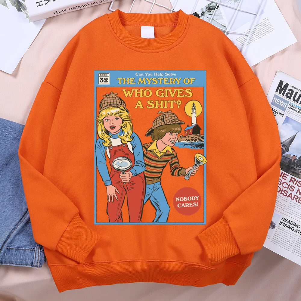 Sweatshirt Unisex Mystery of Who Gives a Sh*t Parody Fleece Crewneck Pullover