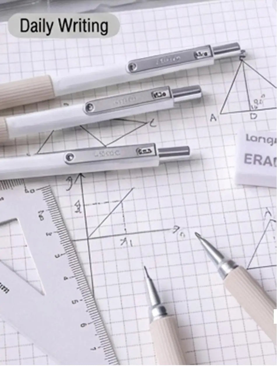 Metal Mechanical Pencil Set, HB — 4 Sizes with 80pc Lead Refills & Case