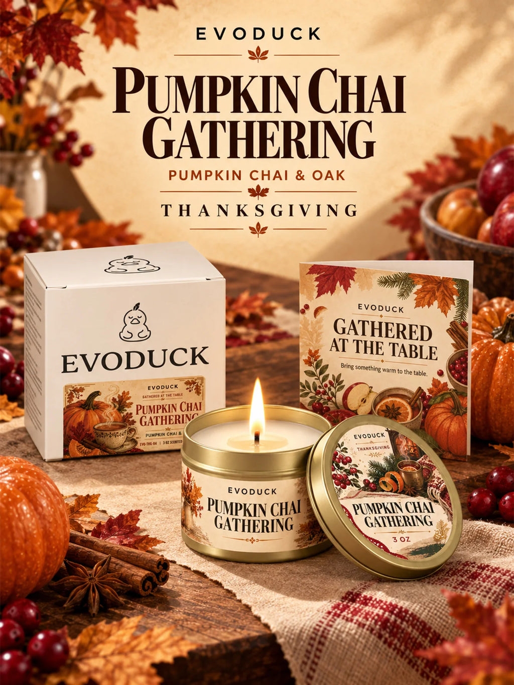 4Pcs Orange Loaf Welcome Scented Candles Set 3oz Gold Tin Jar Thanksgiving Warm Autumn Room Decor Gift for Mom Wife Teacher Her