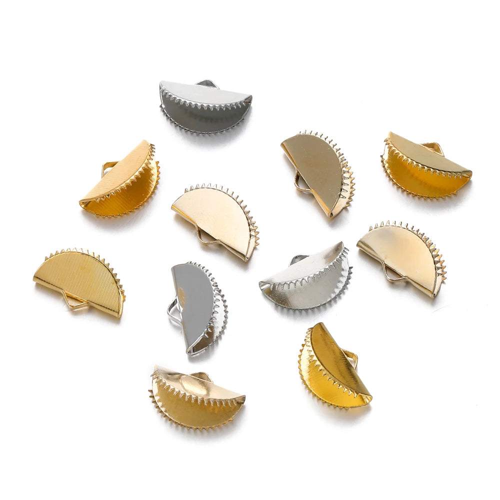 Cord End Crimps Alloy Ribbon Leather Clip Caps DIY Jewelry Making Craft Supplies