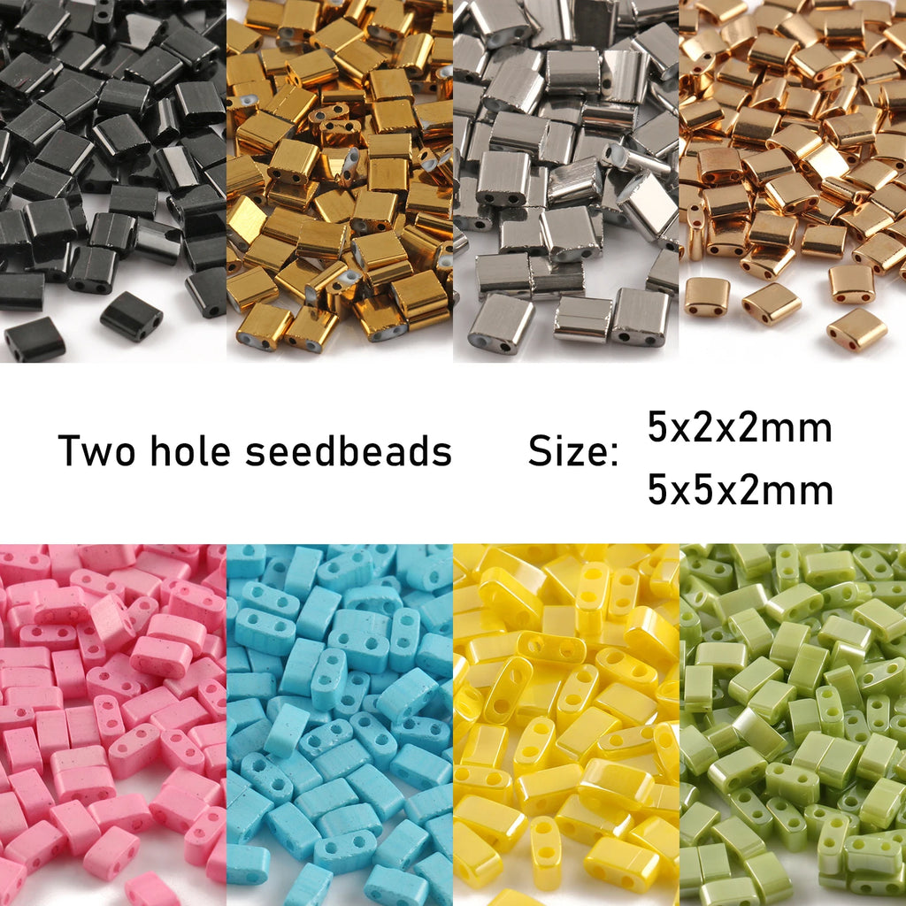 Glass Seed Beads Two-Hole Taidian Hematite Styles for DIY Jewelry Making