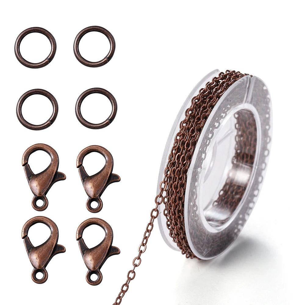 Necklace Chain Kit Iron Links Clasps Jump Rings DIY Jewelry Making
