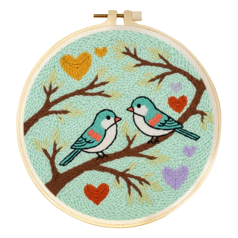 Punch Needle Kit, Hummingbird Love Design for Handmade Wall Decor & Gifts