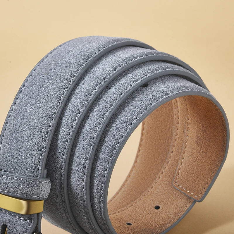 Women's Suede Leather Belt Gold Buckle Vintage Style for Dresses & Jeans