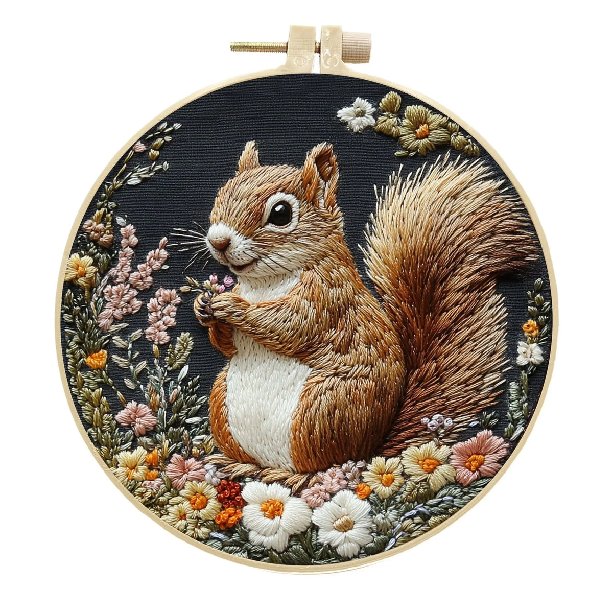 Embroidery Kit, Rural Squirrel Design for Beginner Needlework & Home Decor