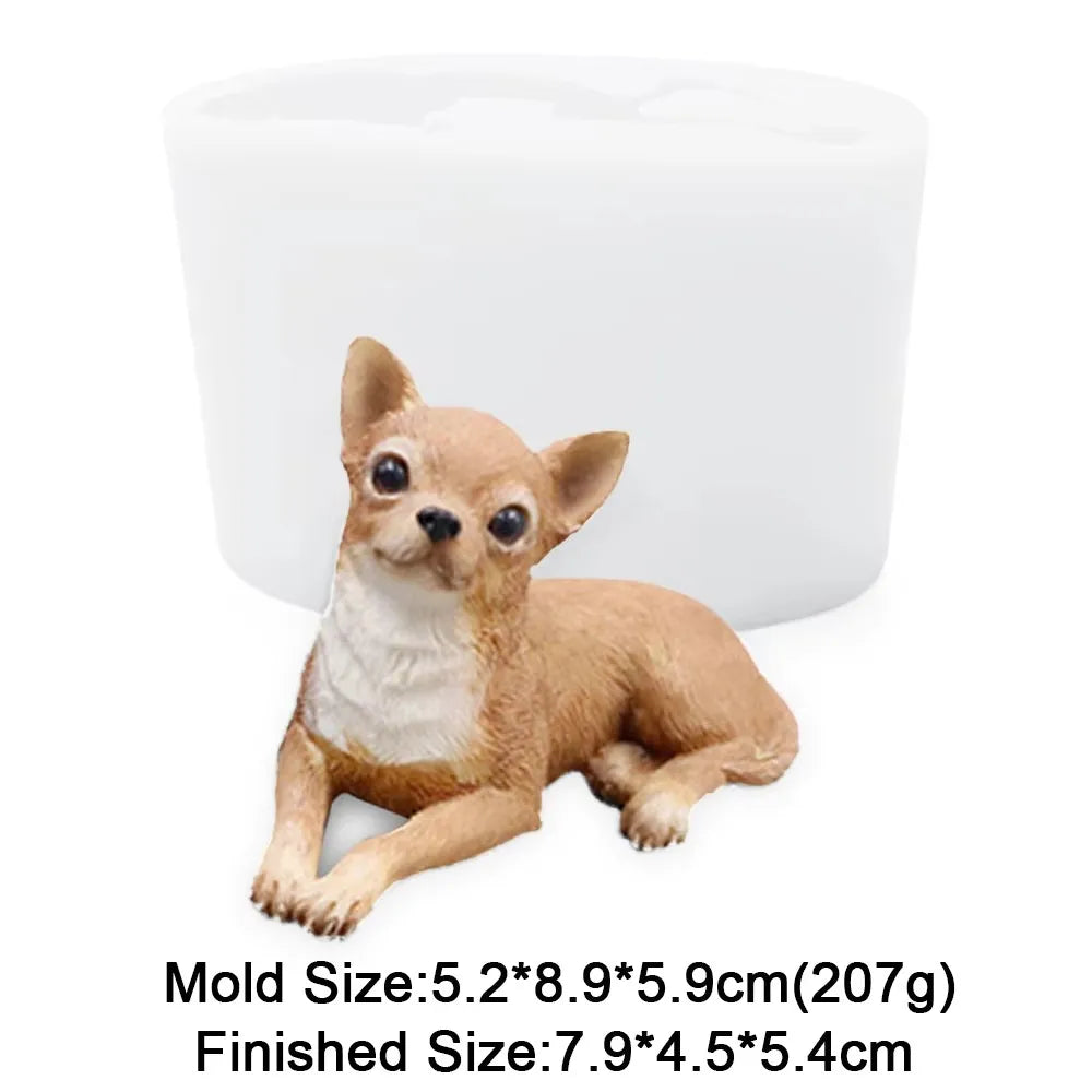 3D Dog Shape Silicone Molds Big Pomeranian Shih Tzu Animal Candle