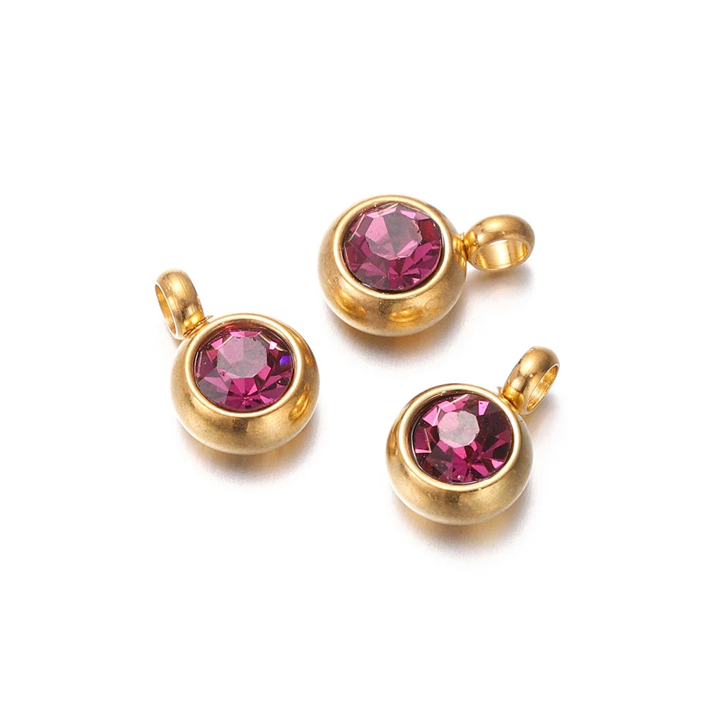 Earring Components Stainless Steel Birthstone Necklace Pendant Craft Supplies