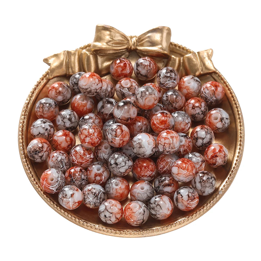 Glass Beads Crystal Crackle Round Imitation Jade-Style Stone Crafts Craft Beads