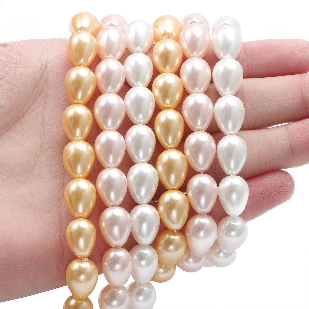 Shell Beads Round Pearl-Style Pink White Black Yellow for DIY Jewelry Making