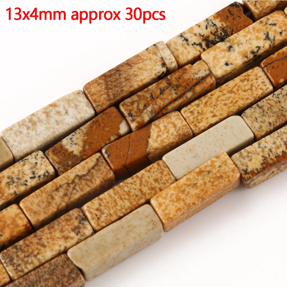 Stone Beads Picture Jasper-Style Round Tube Rondelle for DIY Jewelry Making