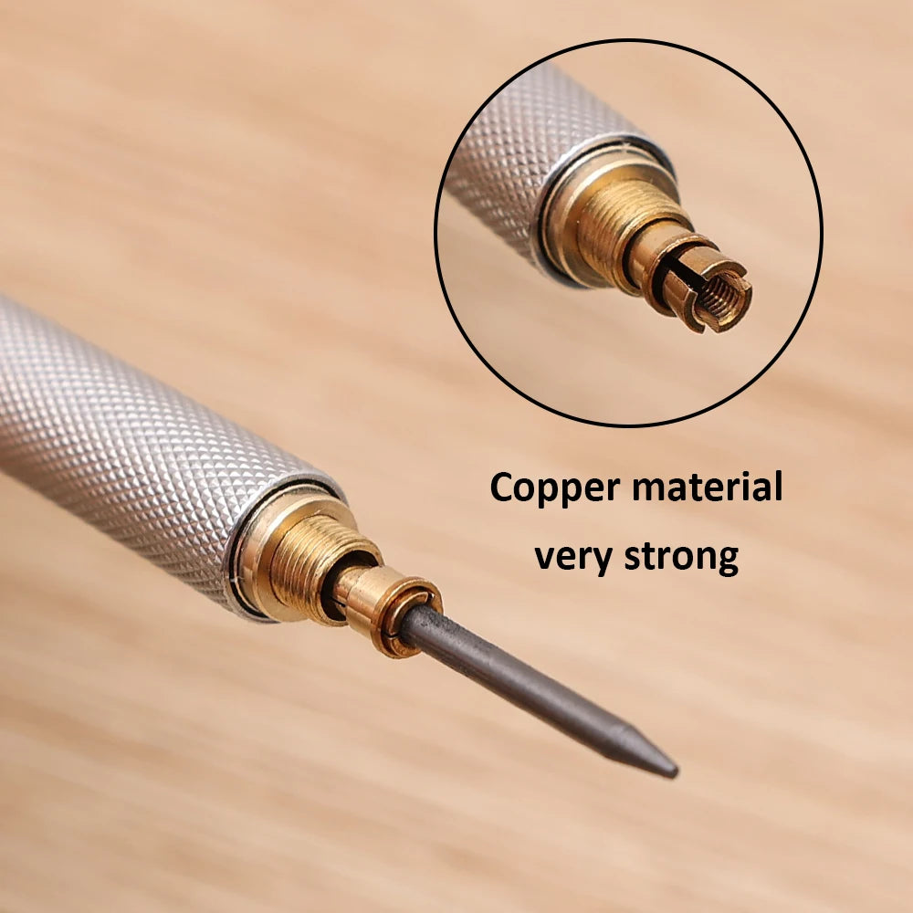 Metal Mechanical Pencil, Anti-Slip Grip — 0.3 to 2.0mm + Lead Refills