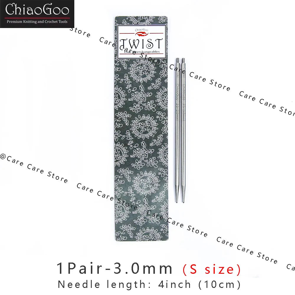 Knitting Needle Tips, ChiaoGoo TWIST Stainless Steel Interchangeable Pair