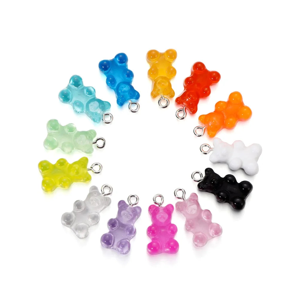 Earring Components Candy Bear Pendant Charms Colorful Resin Bears Craft Supplies