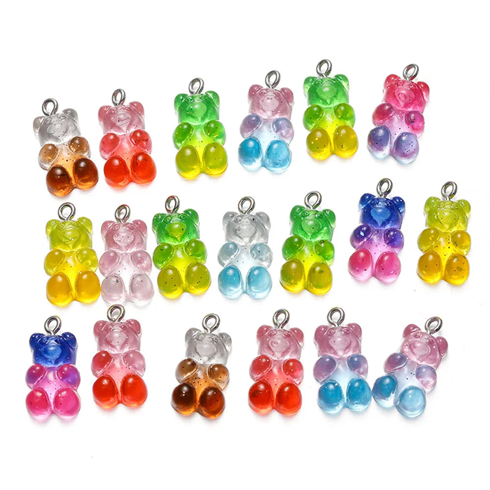 Earring Components Candy Bear Pendant Charms Colorful Resin Bears Craft Supplies