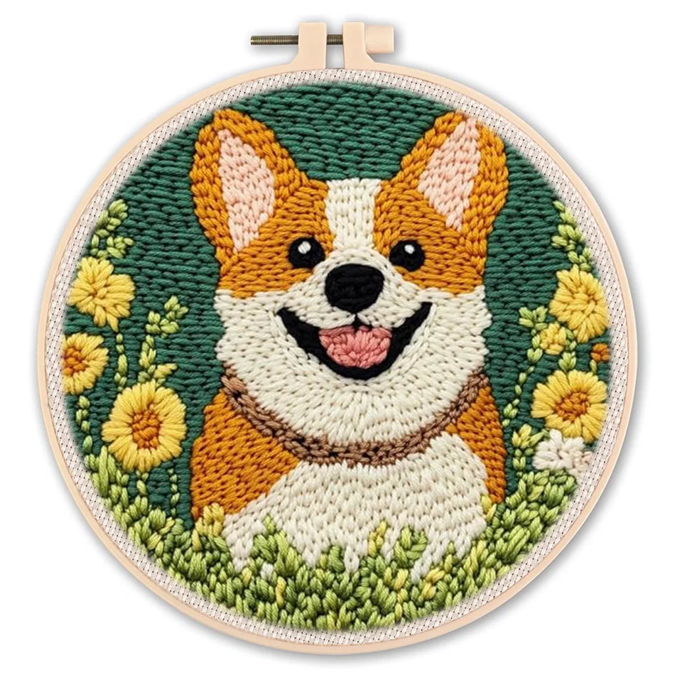 Punch Needle Kit, Animal Patterns with Hoop for Beginner Embroidery Crafts