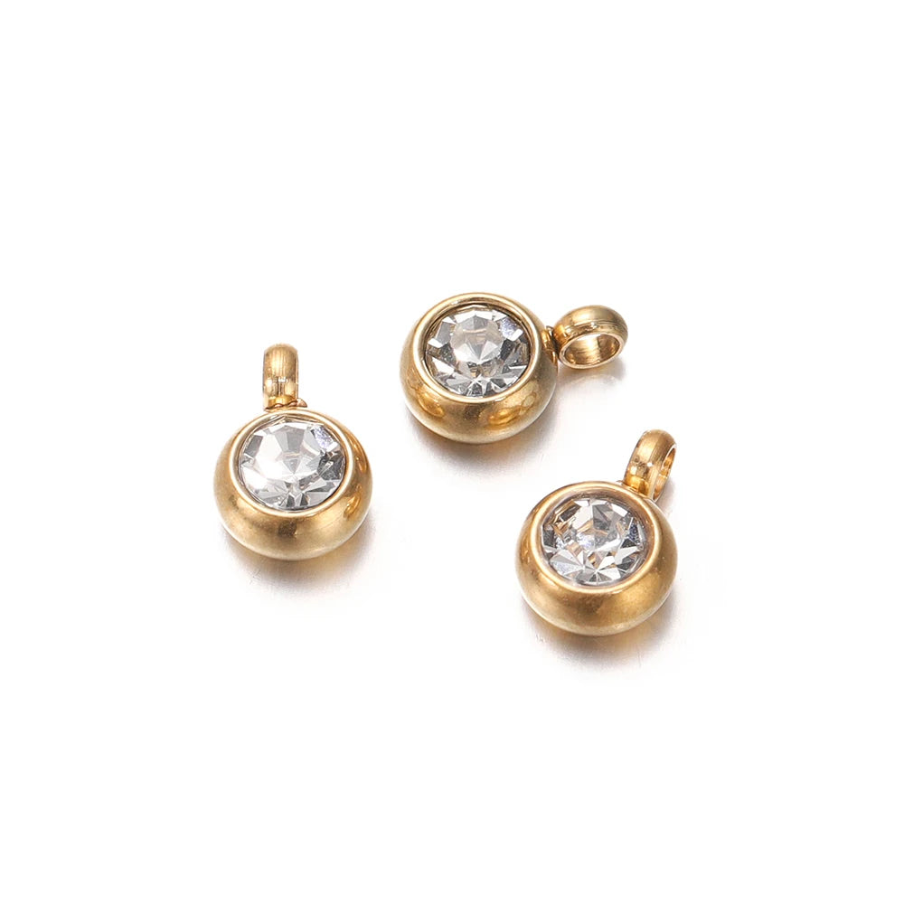 Earring Components Stainless Steel Birthstone Necklace Pendant Craft Supplies