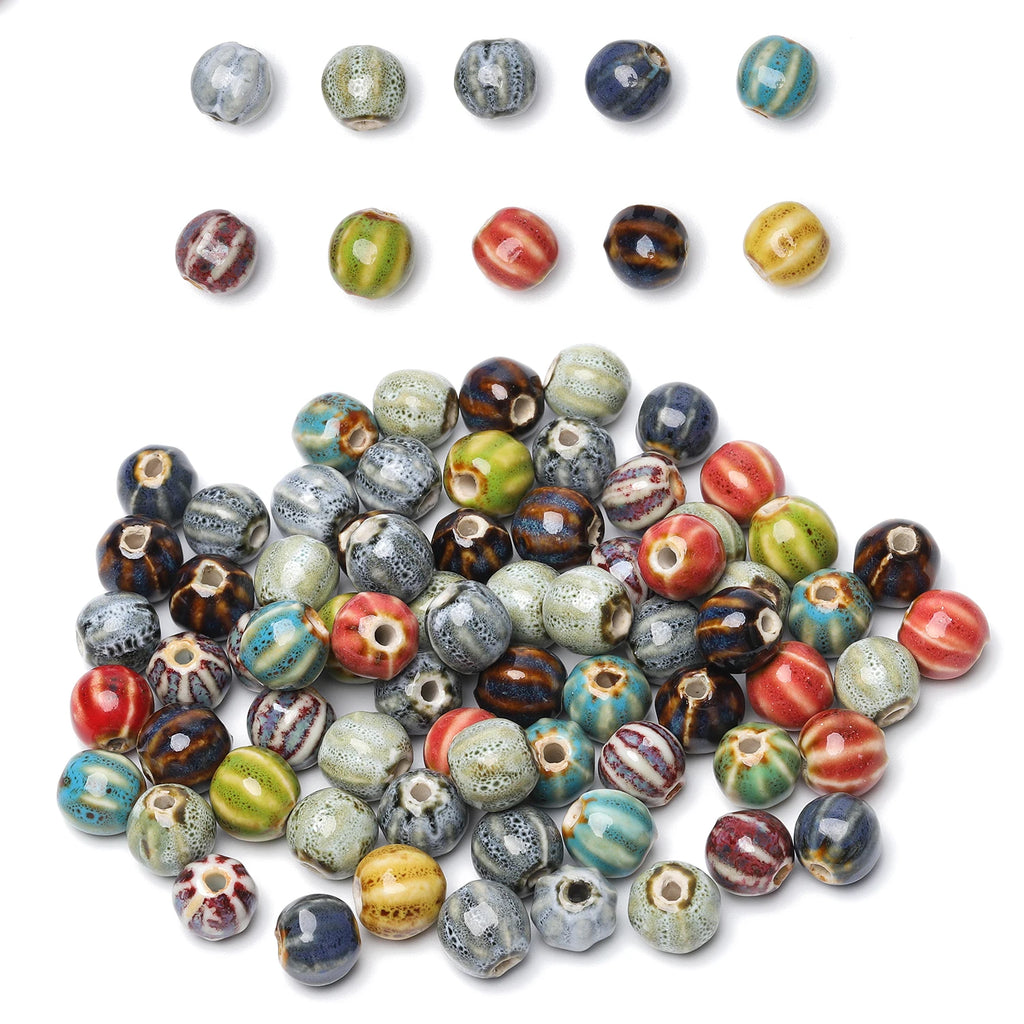 Ceramic Beads Pumpkin Watermelon Pattern Porcelain Fancy Glaze Bracelet Supplies