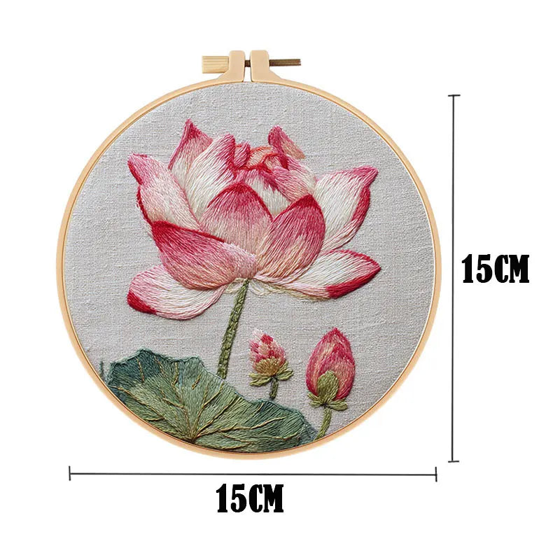 Cross-Stitch Kit, Lotus Flower Pattern for Handmade Home Decor & Gifts
