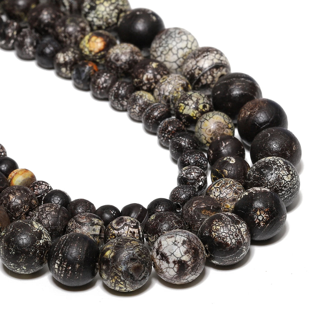Stone Beads Round Black Brown Green Agate-Style for DIY Jewelry Making
