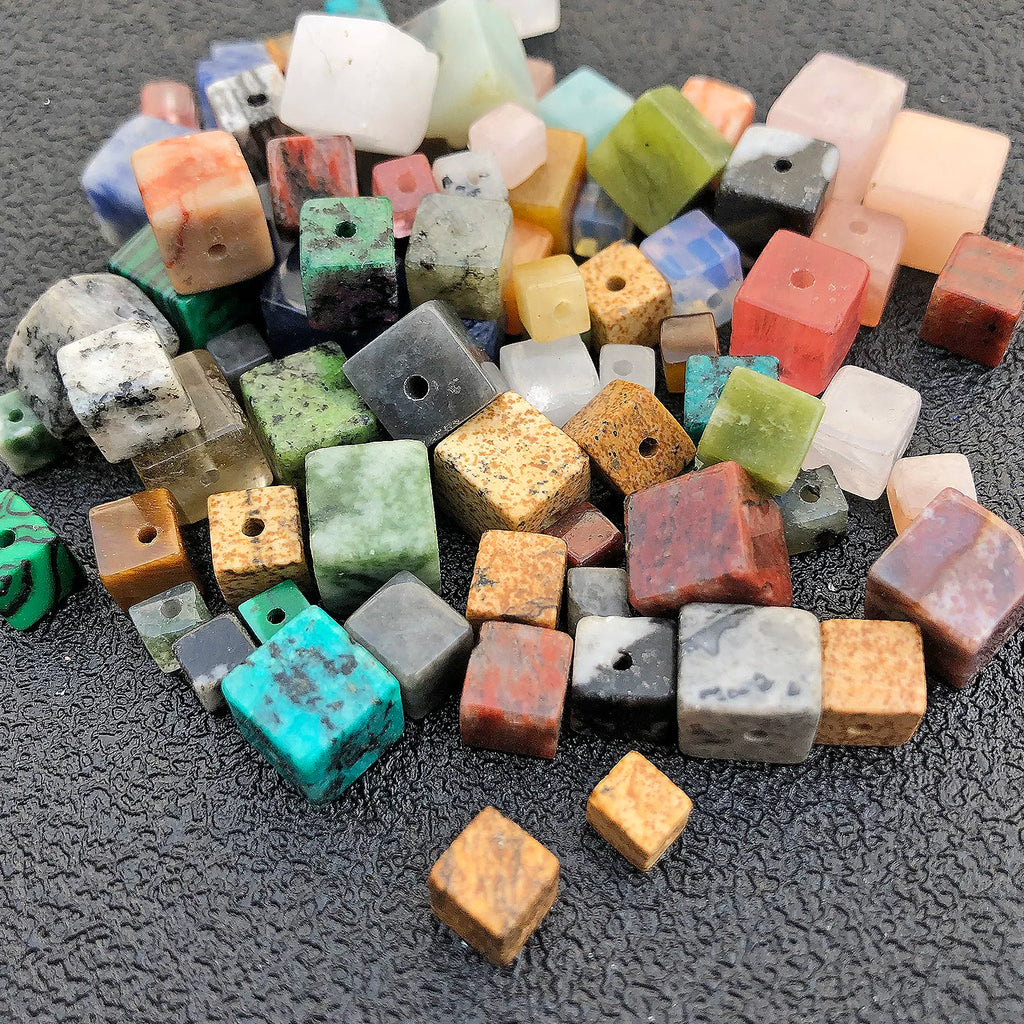 Stone Beads Cube Jasper Opal Jade Quartz Styles for DIY Jewelry Making
