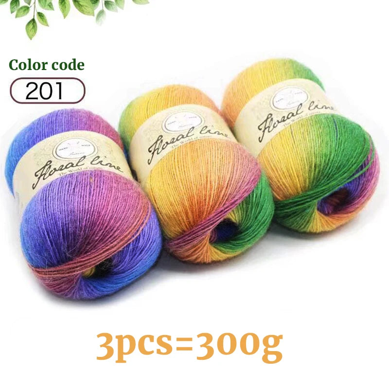 Yarn, Rainbow Variegated for Crochet Shawls, Scarves, Hats & Sweaters