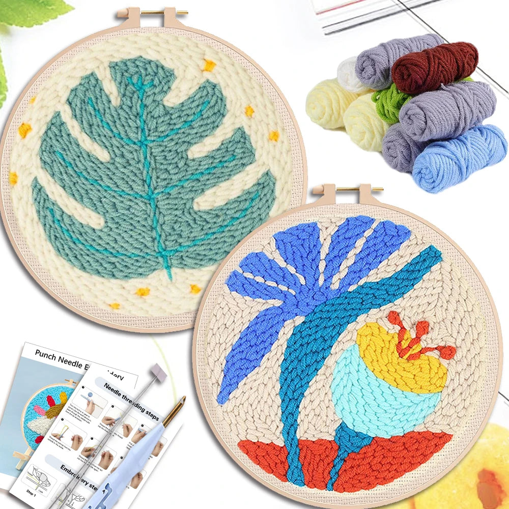 Punch Needle Kit, Flower Designs for Beginner Embroidery & Yarn Painting