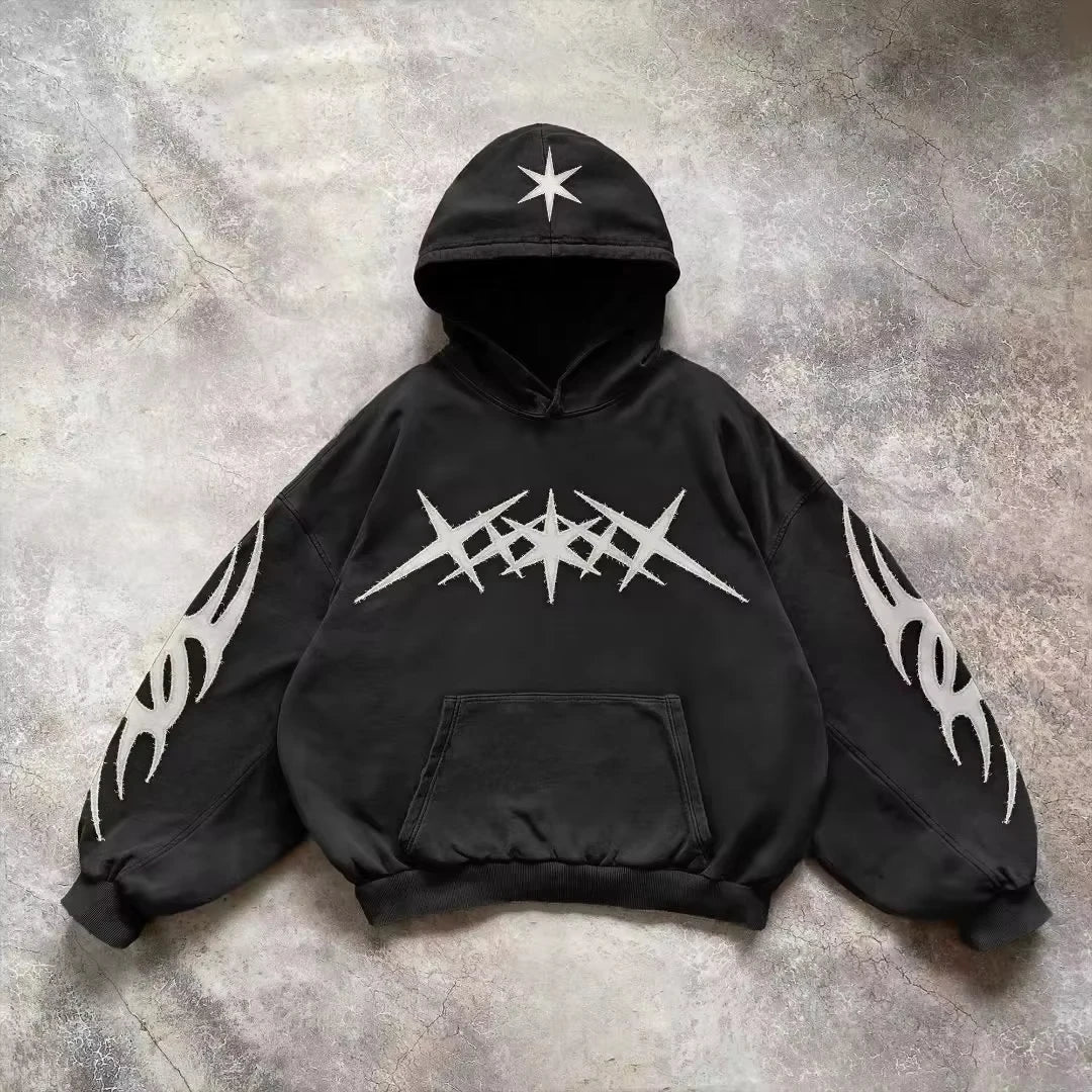 Hoodie Men's Gothic Graphic Print Oversized Pullover Y2K Grunge 10 Designs