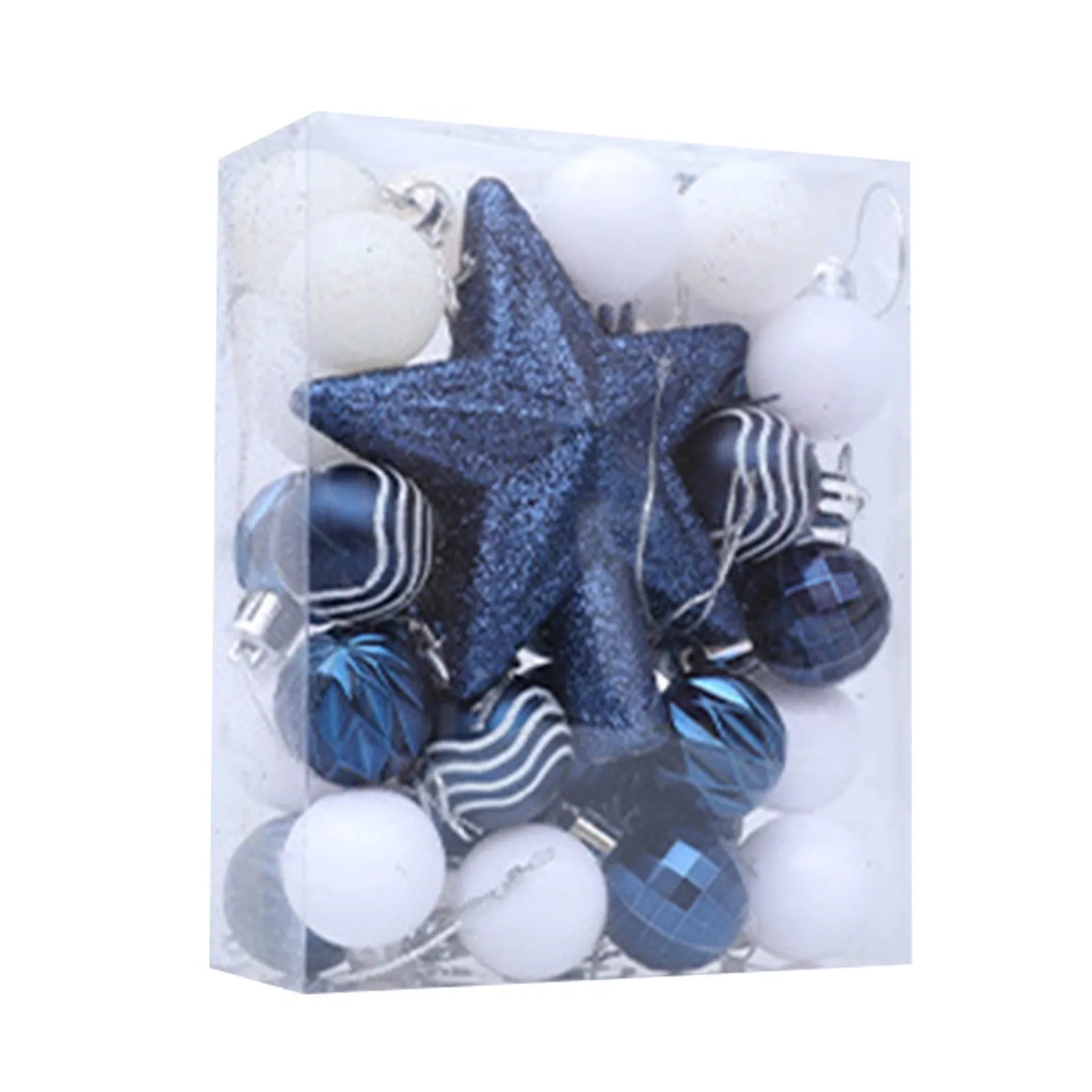 Christmas Ball Ornament Set Multi-Color Glitter Star Design Festive Holiday Christmas Tree Decoration Accessory Variety Pack