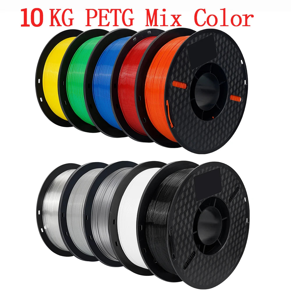 3D Printer Filament PLA & PETG 10KG 10 Rolls 1.75mm Mixed Colors KINGROON