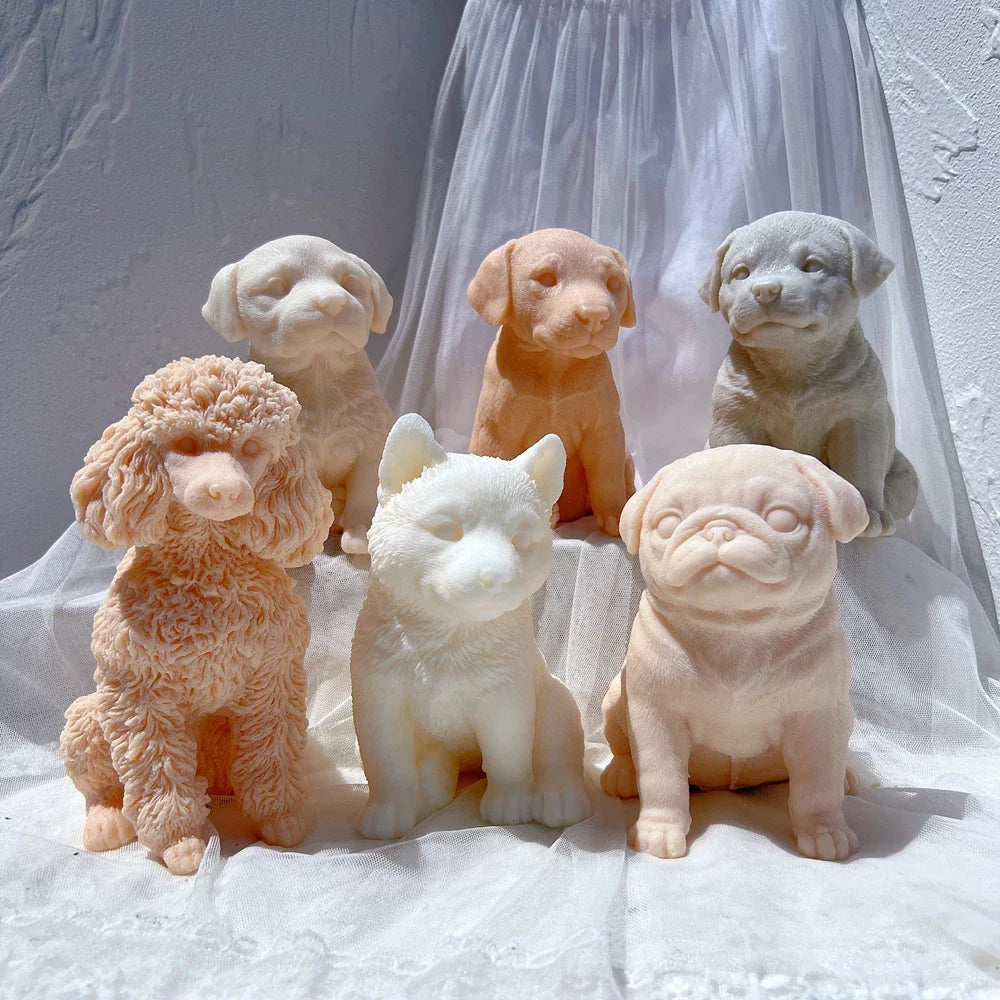 Cute Different Breeds Dog Candle Mold Animal Puppy Soy Wax Silicone Mould Dog Lover Home Decor