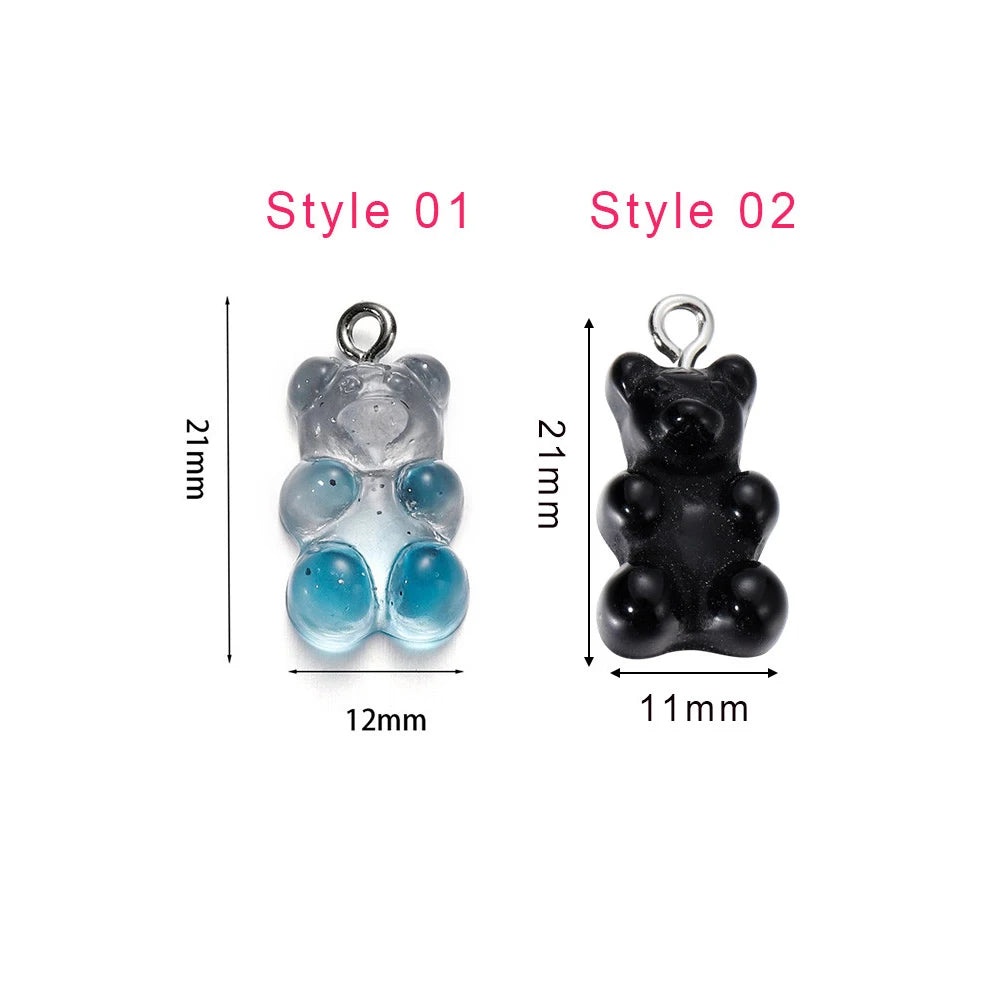 Earring Components Candy Bear Pendant Charms Colorful Resin Bears Craft Supplies