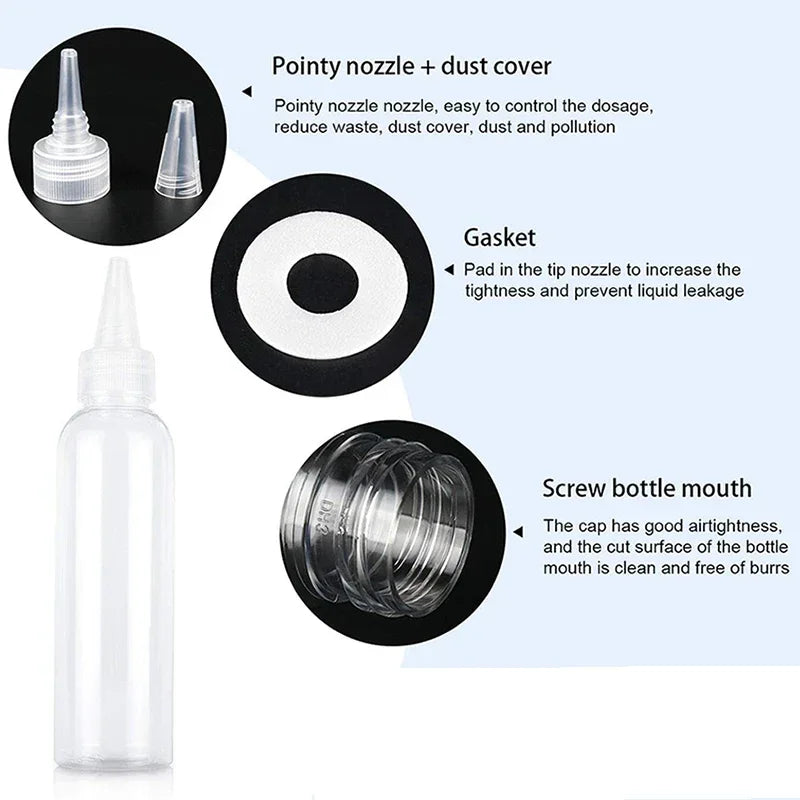 Squeeze Bottles Empty Clear Plastic Needle Tip Glue Ink Containers 10 Pack