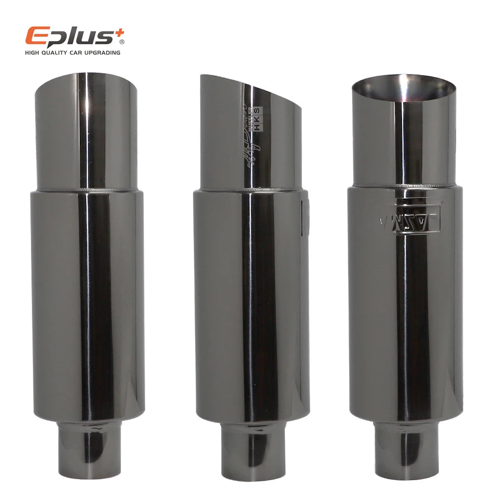 Stainless Steel Car Exhaust Drum Muffler Tail Pipe Universal 51-63mm