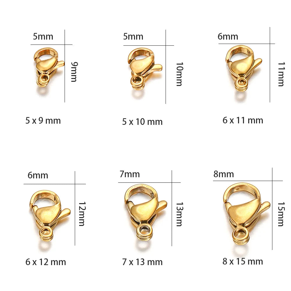 Lobster Clasps Stainless Steel Gold Color Connectors DIY Jewelry Making