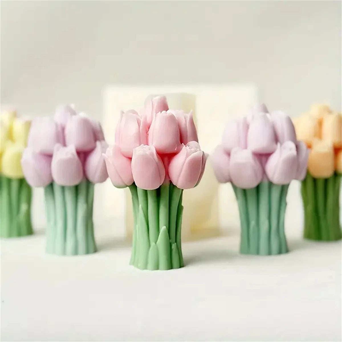 DIY Tulip Bouquet Silicone Candle Molds 3D Tulip Floral Designs Handmade Soap Plaster Resin Crafts Casting Mold DIY Home Decor