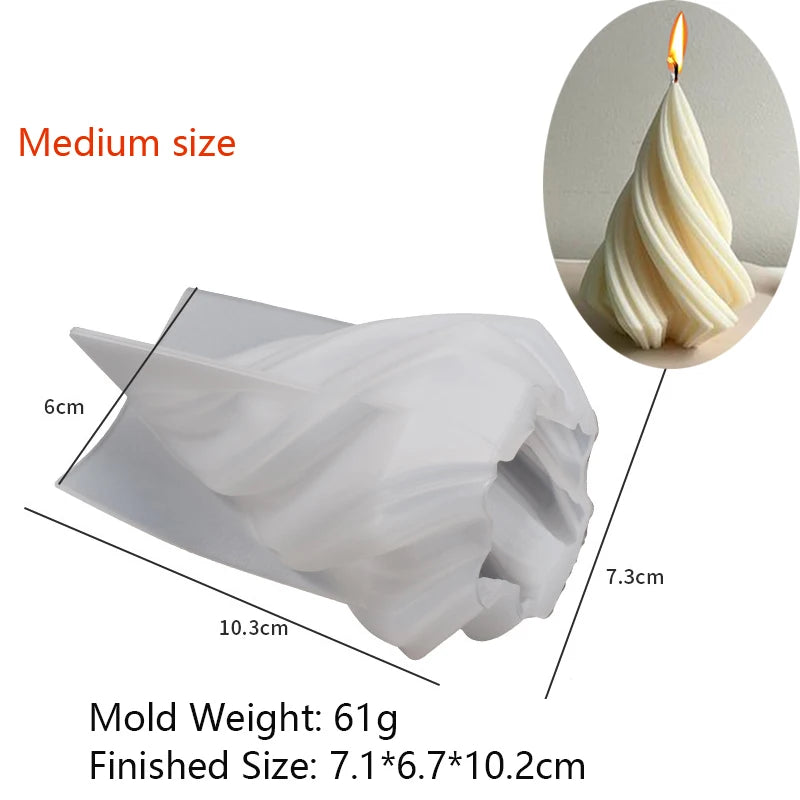 Candle Mold Silicone 3D Swirl Ball Twisted Taper Bubble Cube DIY Wax Soap