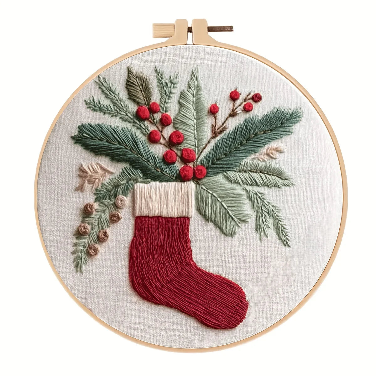 Embroidery Kit Christmas DIY Hoop Art Gnomes Village Ornaments Gift