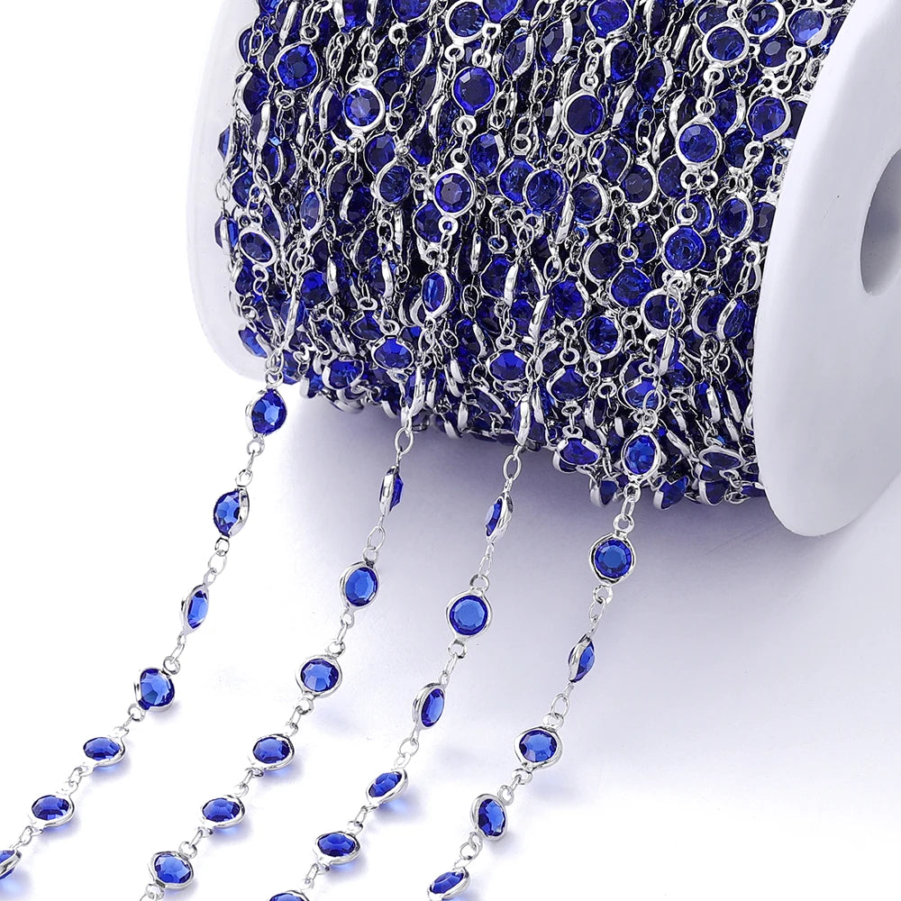 Metal Beads Colorful Crystal Beaded Chain Glass Necklace Chain Bracelet Supplies