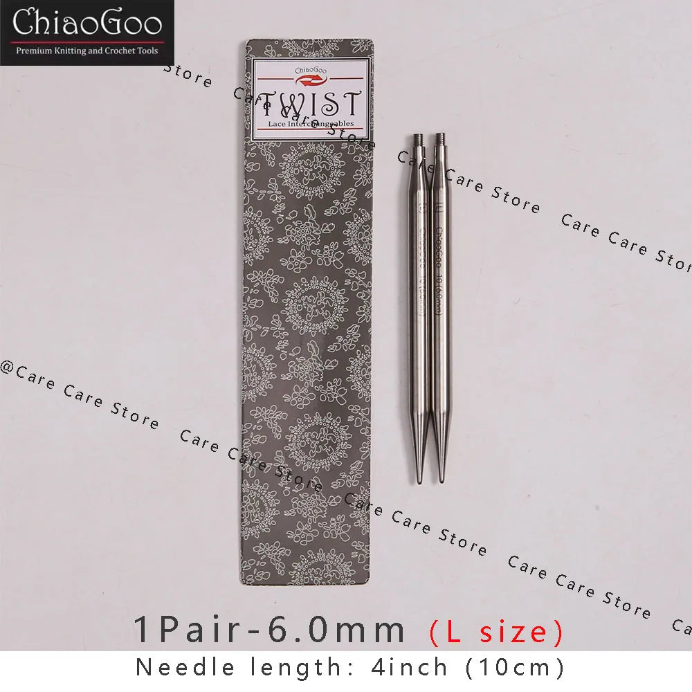 Knitting Needle Tips, ChiaoGoo TWIST Stainless Steel Interchangeable Pair