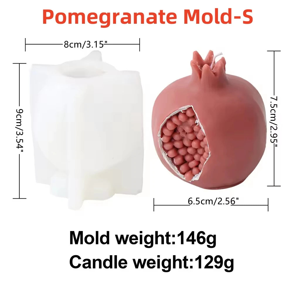 Pomegranate Candle Mold - Silicone 3D Fruit Mold S/M/L