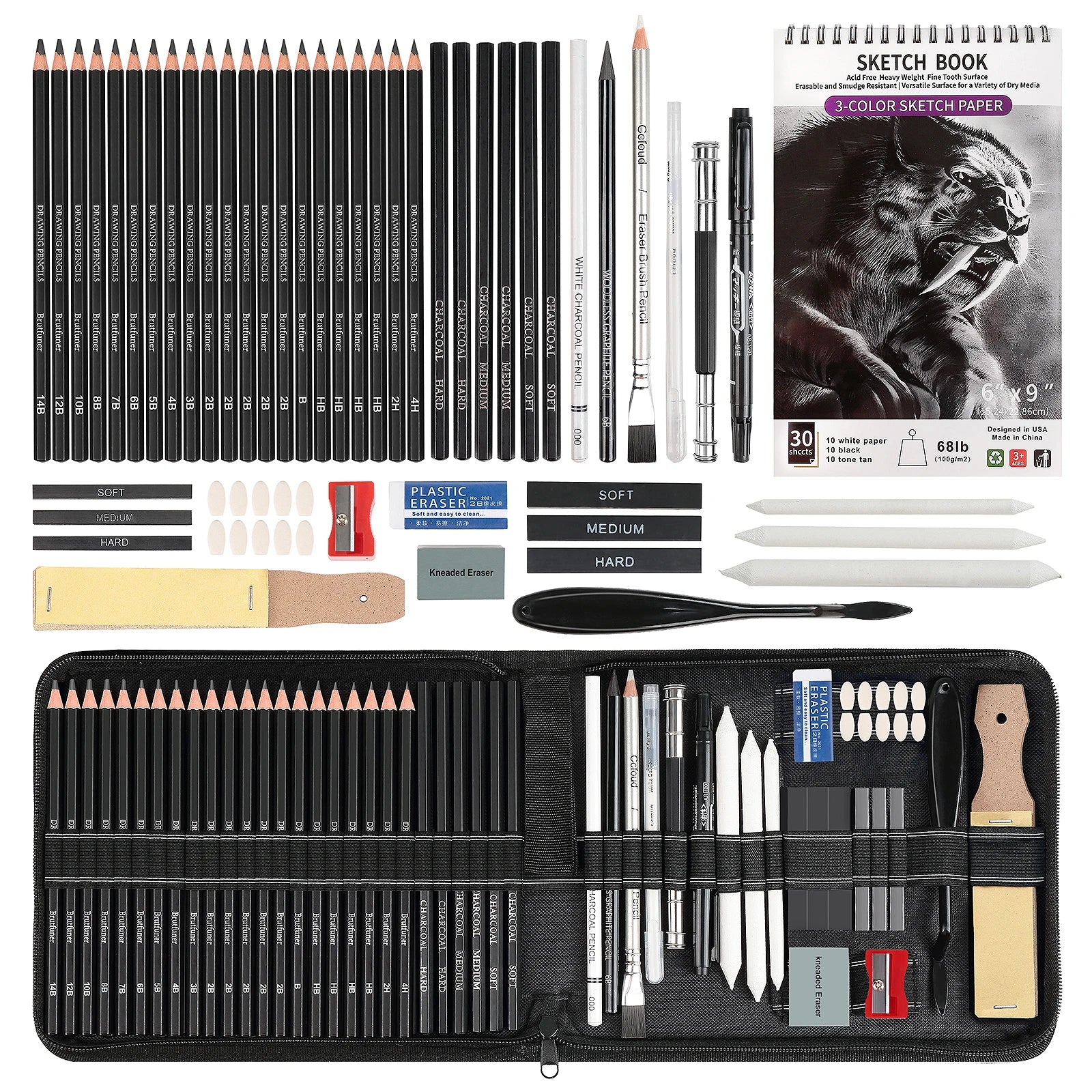 Drawing & Sketching Kit with Travel Case — 20 to 96 Pieces