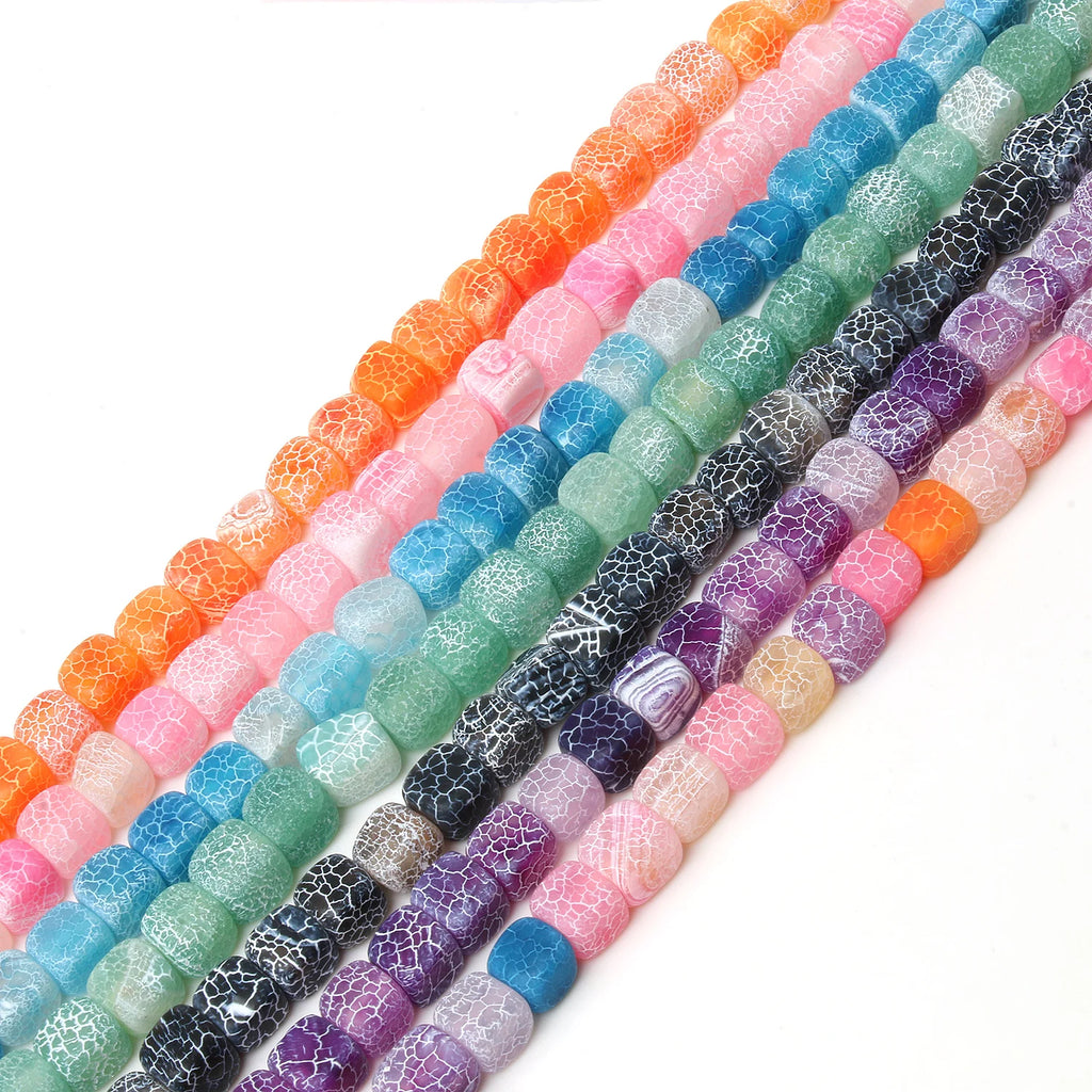 Stone Beads Agate Jade-Style Cube Square Spacer Charms Bracelet Craft Beads