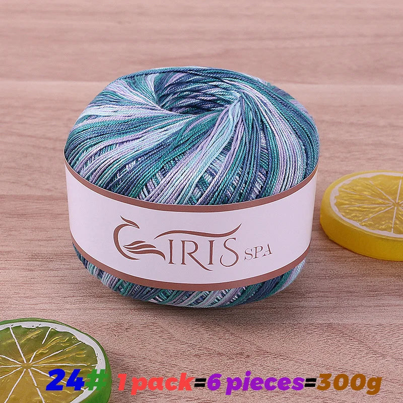 Yarn, Fine Lace with Gradient Colors for Crochet Shawls & Summer Knitwear