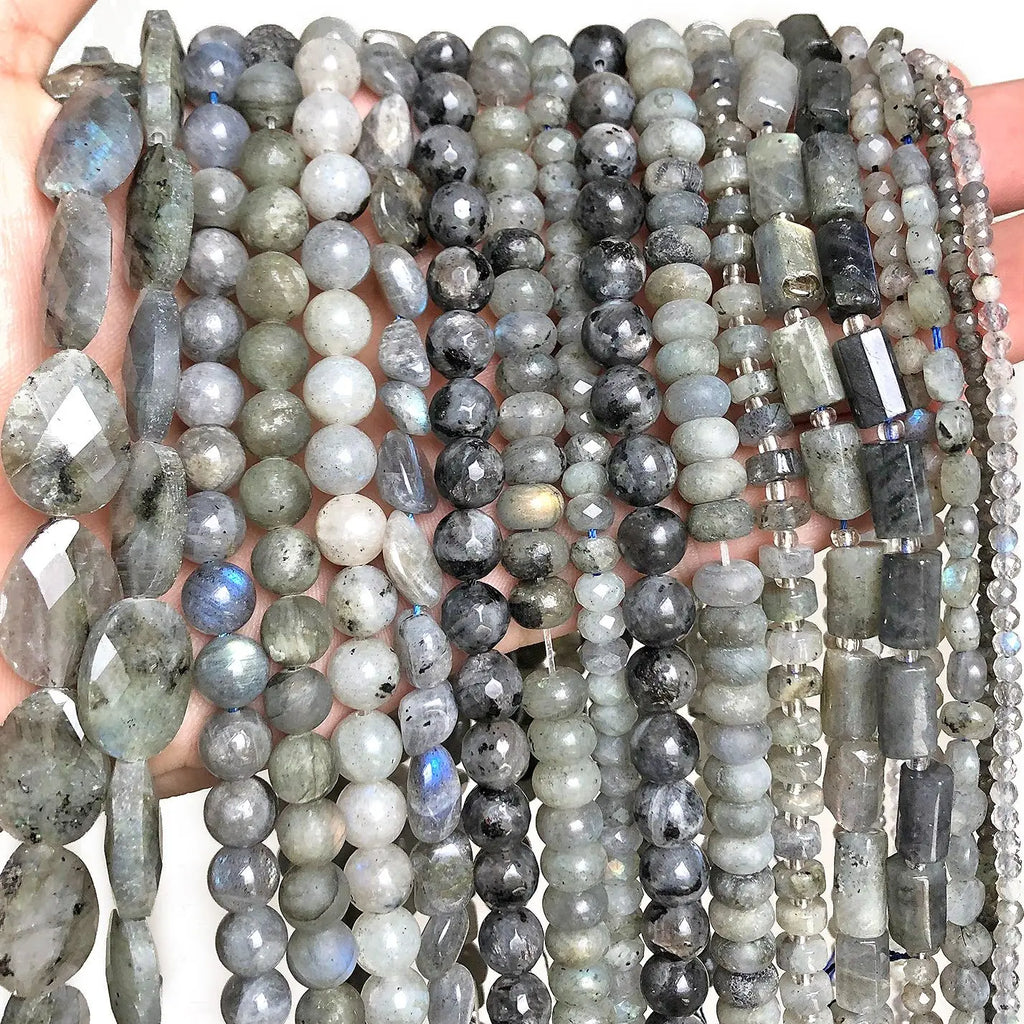 Stone Beads Gray Labradorite Faceted Round Heart Irregular Matte Craft Beads