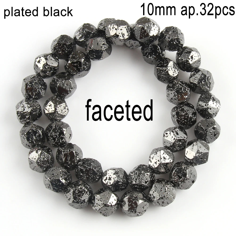 Stone Beads Black Volcanic Lava Spacer Waist Bracelets Necklace Craft Beads