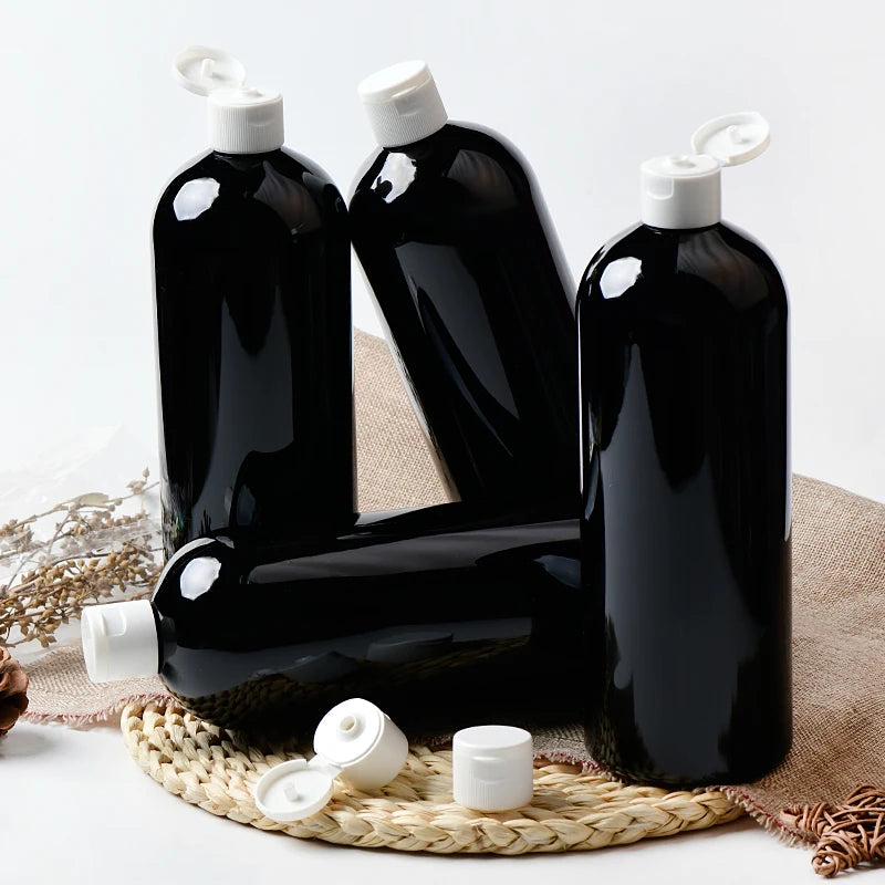 Flip-Top Bottles Empty Large PET Black White Clear Packaging 8 Pack