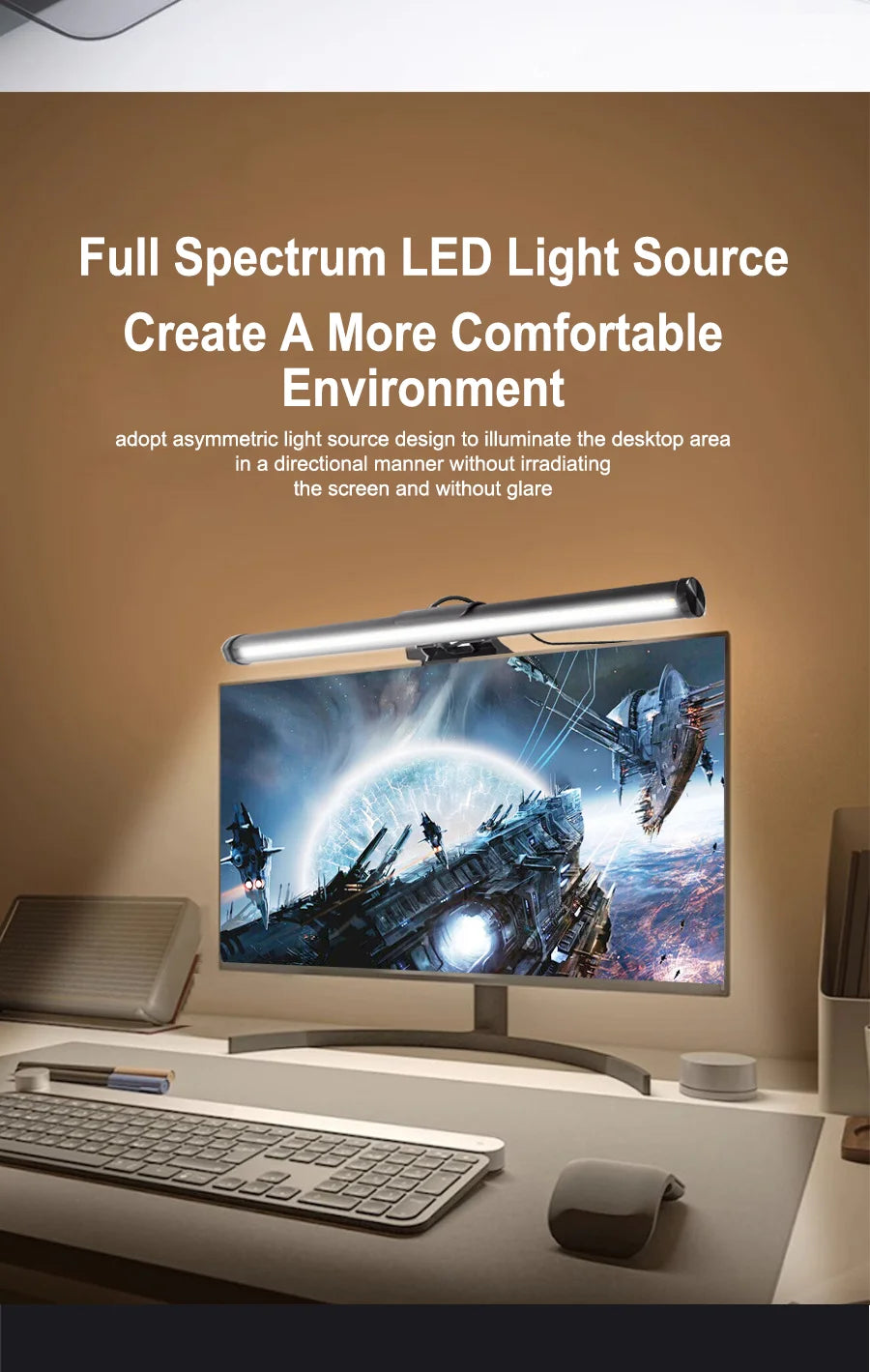 Screen Hanging Light 30CM 11.8" LED Computer Monitor Light Bar Desk Lamp